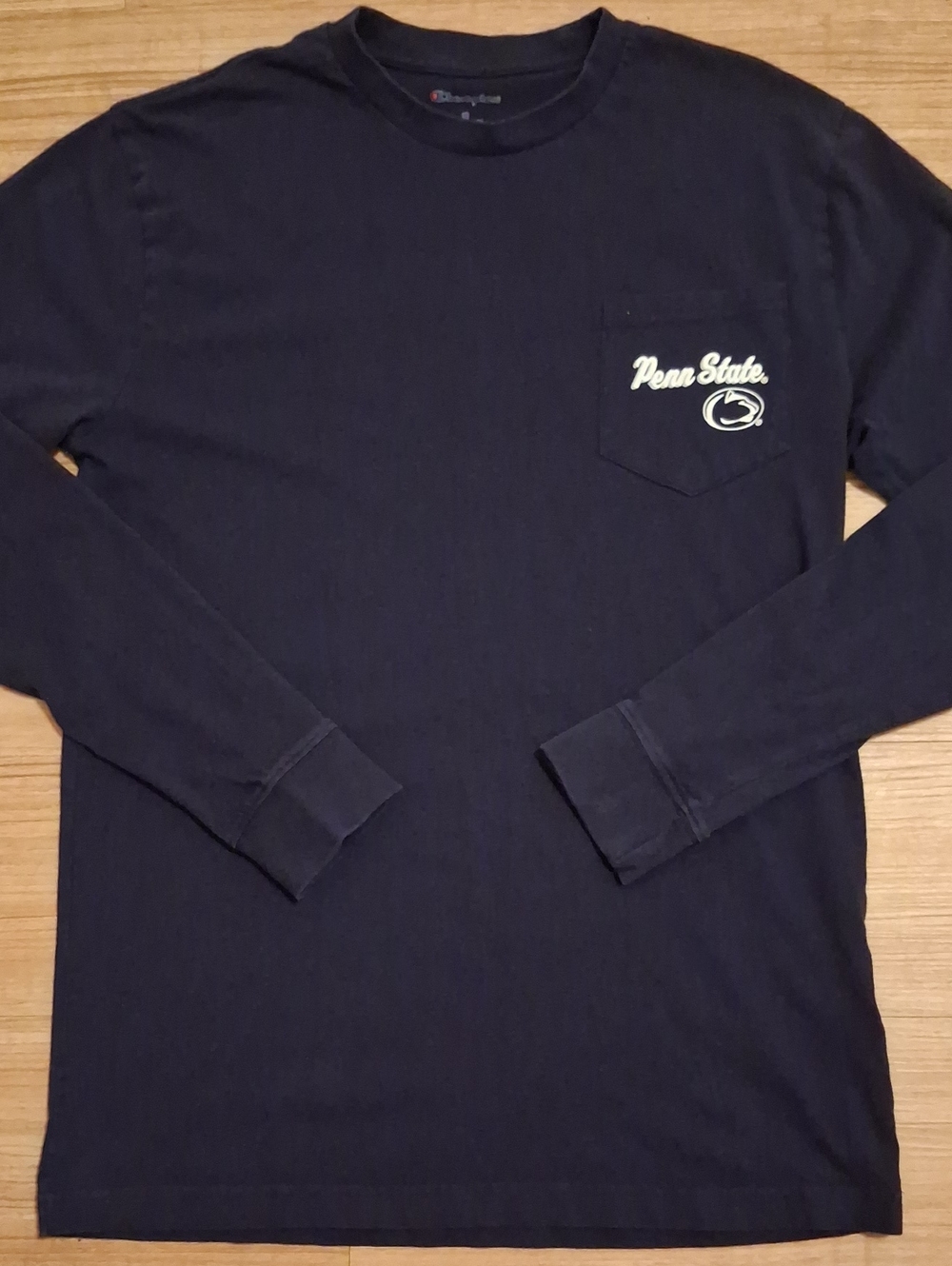 Champion Navy Long Sleeve Pocket Tee with Penn State Script